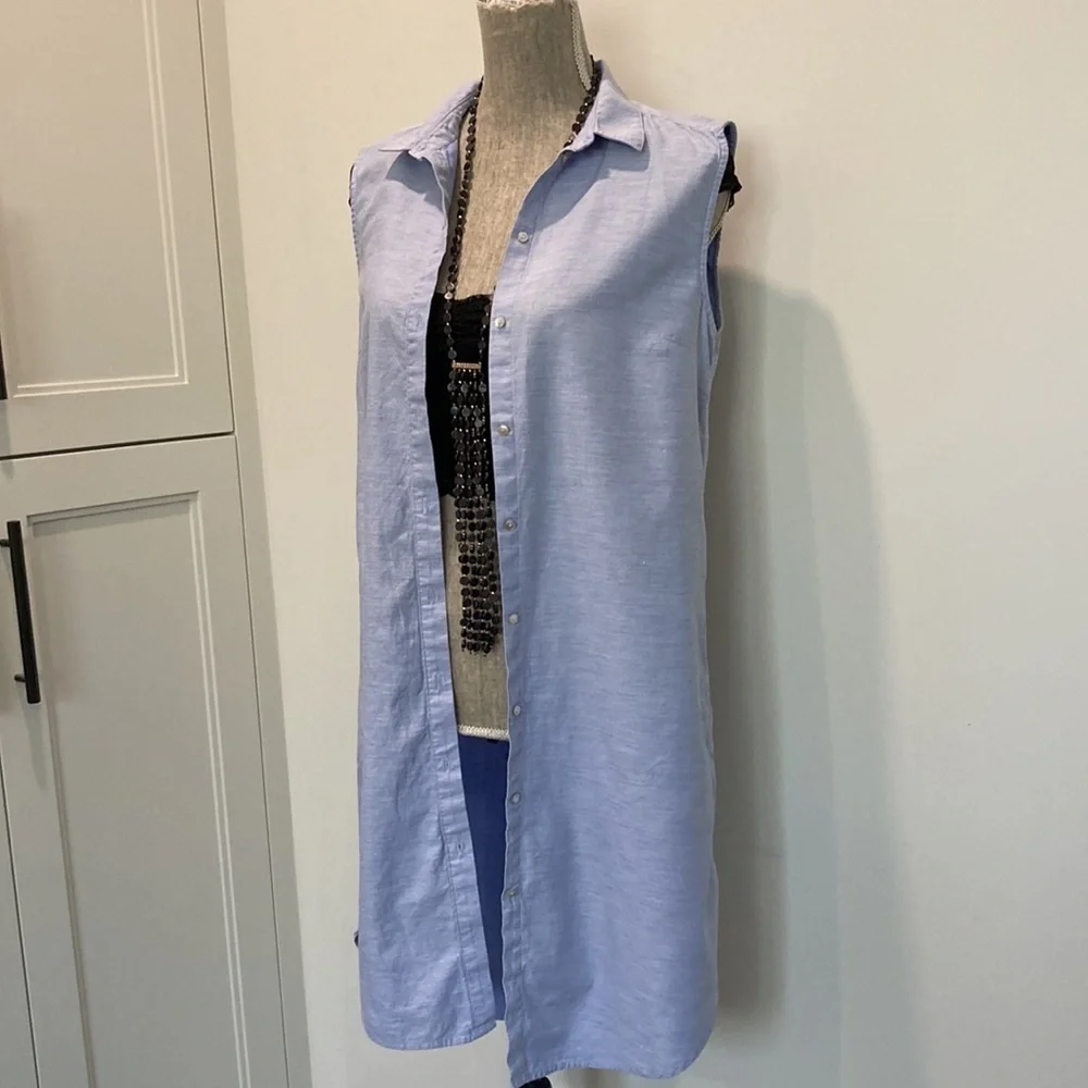 H&M Blue Button Down Tunic Dress Medium​​​ - Picture 5 of 15